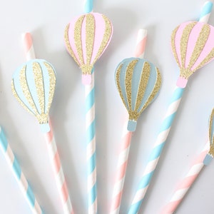 Hot Air Balloon Decorations Hot Air Balloon Party Up Up and Away Fly Away with me Party Straws Paper Straws First Birthday Party image 7