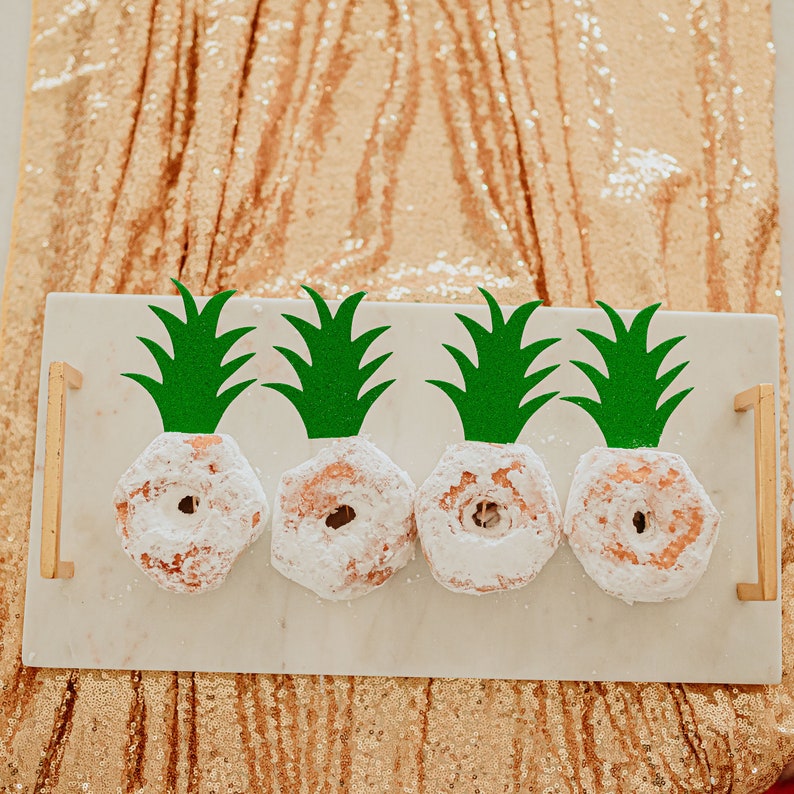 Pineapple Donut Topper, Luau Party Decorations, Pineapple Cupcake Toppers, Tropical Party Decorations, SET of 12 Toppers image 8
