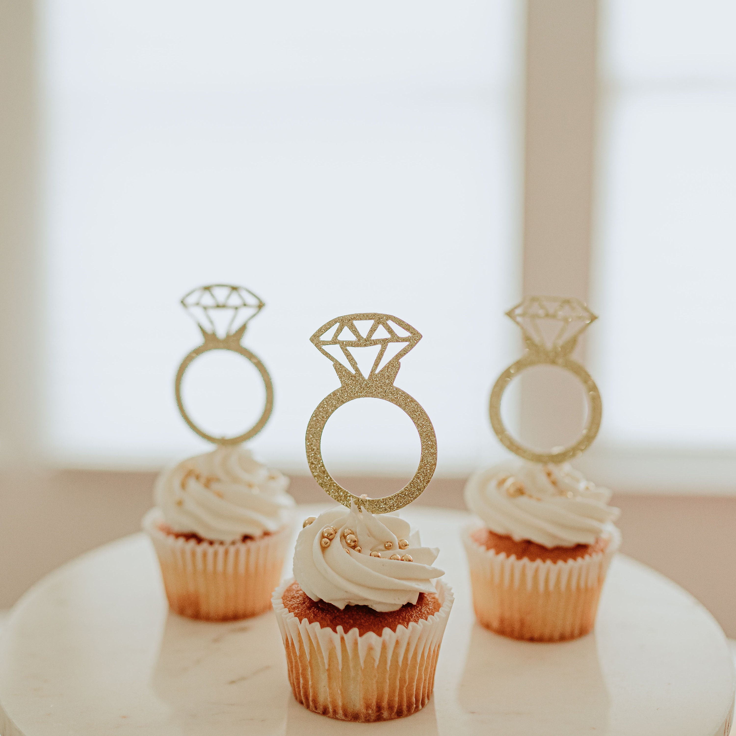 Ring Cupcake Toppers Diamond Ring Cupcake Toppers Bridal Etsy