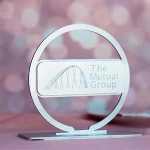 Custom Wooden Logo Centerpiece: Corporate Event Table Sign