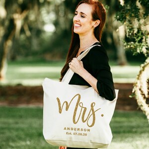 Mrs. Tote Bag With Zipper, Bride Tote Bag With Zipper, Bride to Be Tote ...