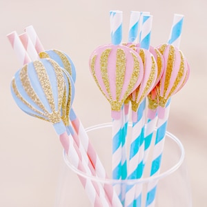 Hot Air Balloon Decorations Hot Air Balloon Party Up Up and Away Fly Away with me Party Straws Paper Straws First Birthday Party image 1