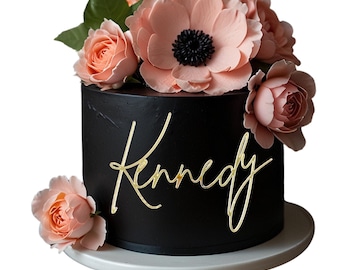 Custom Mirrored Gold Acrylic Cake Charm: Personalized Cake Topper