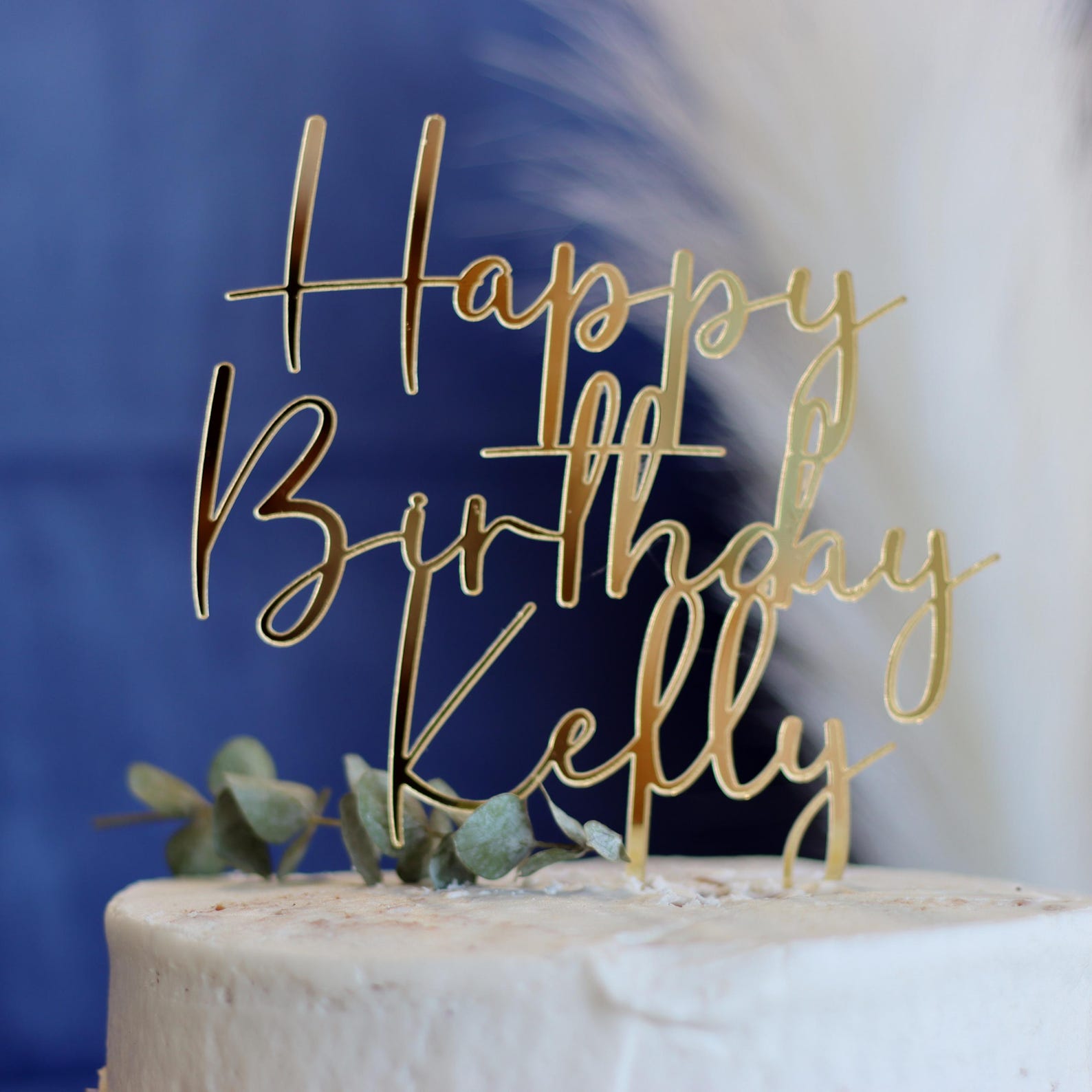 Personalized Mirrored Acrylic Cake Topper: Custom Name Birthday ...
