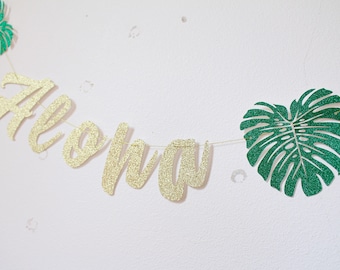 Aloha - Aloha Banner - Luau Party - Aloha Bridal Shower - Tropical Party - Hawaiian Banner - Aloha Party - Aloha Bridal Shower Decorations