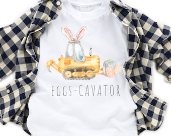 Easter T-Shirts for Boys - Eggscavator Shirt for Easter Egg Hunt - Custom T Shirt for Easter - Easter Outfit Gifts for Boys