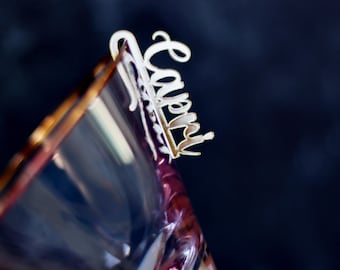 Personalized Birthday Wine Charm: Custom Drink Marker, Champagne Flute Tag