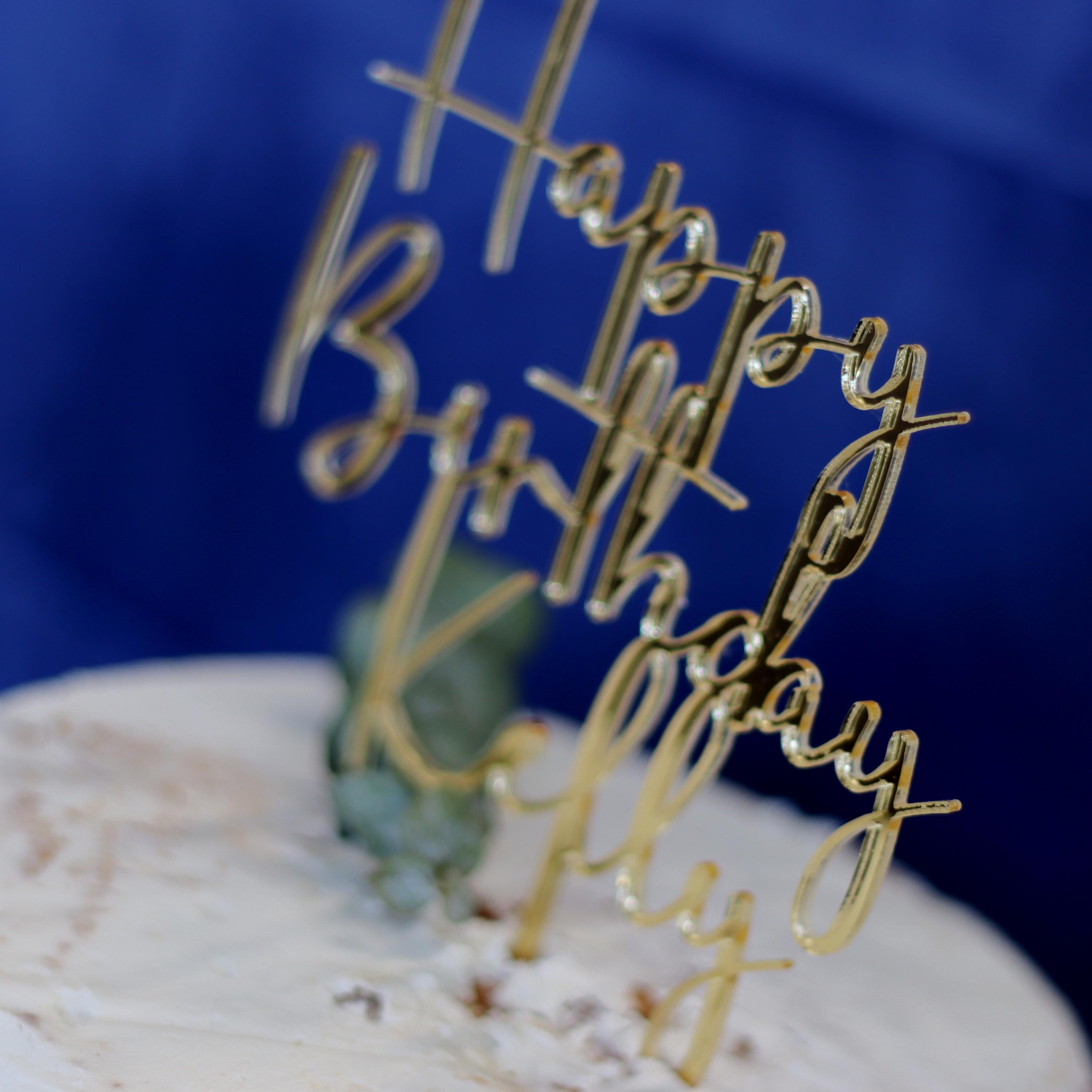 Personalized Mirrored Acrylic Cake Topper: Custom Name Birthday ...