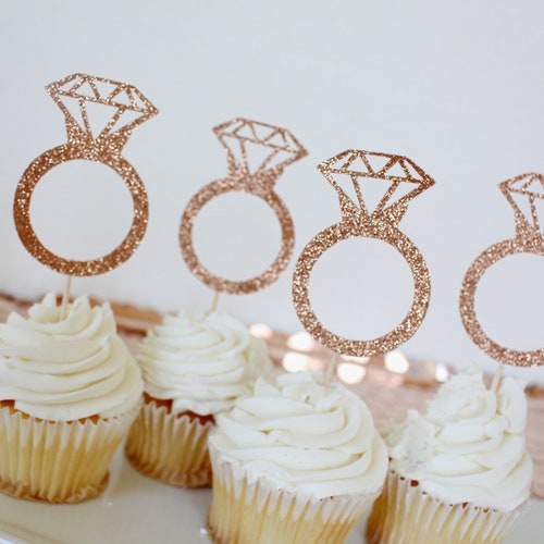 residentie vermijden Ongemak Ring Cupcake Topper Rose Gold Bridal Shower Cupcake Toppers - Etsy