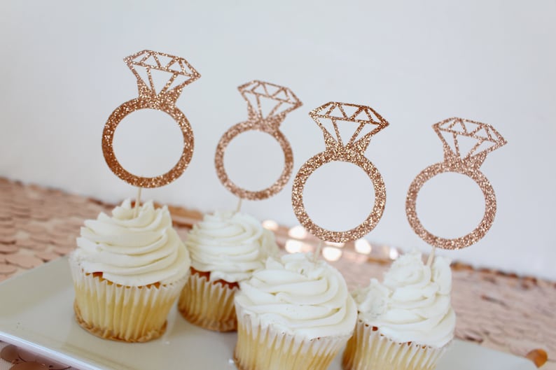 Ring Cupcake Topper Rose Gold Bridal Shower Cupcake Toppers Etsy
