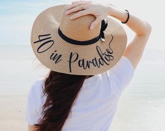 40th Birthday Straw Sun Hat: Women's Floppy Beach Hat