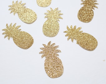 Pineapple Confetti - Gold Pineapples - Luau Party confetti - Summer Party Confetti - Pool Party Confetti - Glitter Confetti - XLARGE 3"