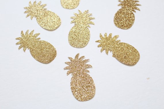 Pineapple Confetti - Gold Pineapples - Luau Party confetti - Summer Party Confetti - Pool Party Confetti - Glitter Confetti - XLARGE 3" Il_570xn
