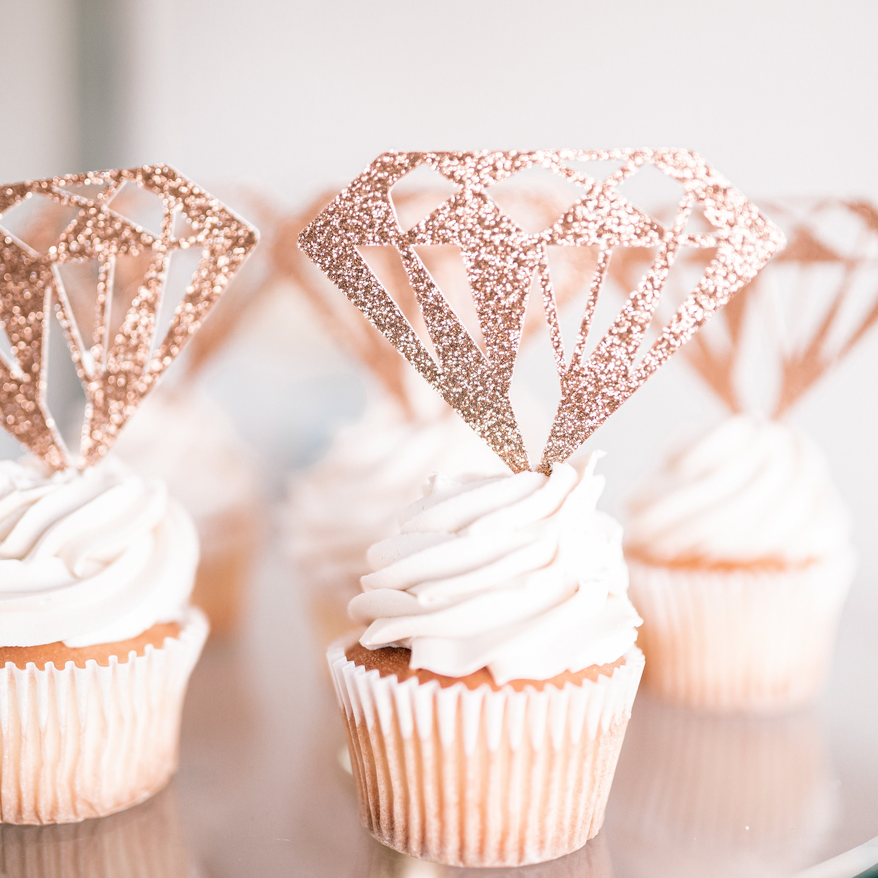 Rose Gold Glitter Diamond Cupcake Topper Diamond Donut Etsy