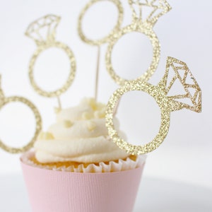 Ring Cupcake Toppers Diamond Ring Toppers for Bridal Showers, Bride to ...