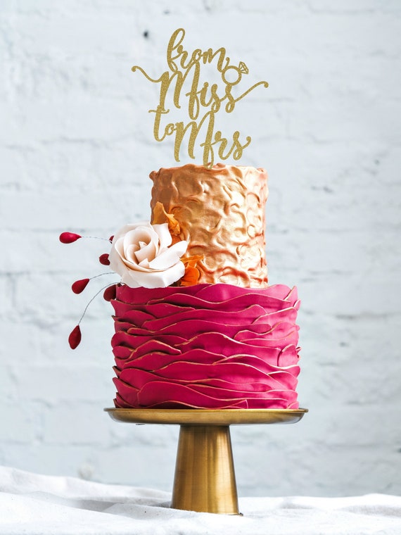 From Miss To Mrs Cake Topper Wedding Cake Topper Bachelorette