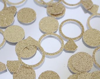 Ring Confetti - Gold Ring Confetti for Weddings, Bridal Showers Engagement Parties - Elegant Table Confetti & Wedding Decorations