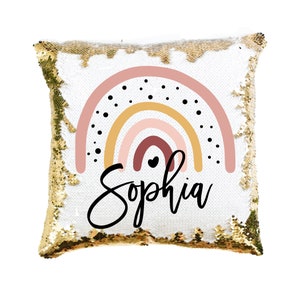 Reversible Sequin Pillow Cover: Custom Boho Rainbow Design