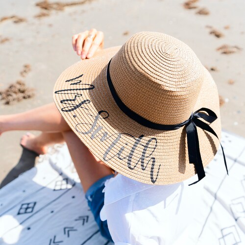 Floppy Beach Hat Bride Hat With Name Bachelorette Trip Hat Etsy