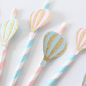 Hot Air Balloon Decorations Hot Air Balloon Party Up Up and Away Fly Away with me Party Straws Paper Straws First Birthday Party image 9