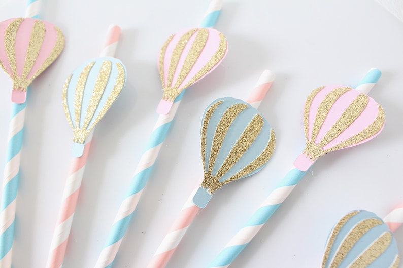 Hot Air Balloon Decorations Hot Air Balloon Party Up Up and Away Fly Away with me Party Straws Paper Straws First Birthday Party image 9