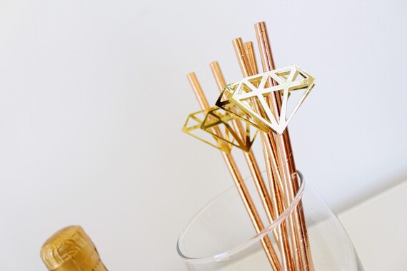 Wedding Bridal Shower Adult Birthday Gala Straw Mix Rose Gold Foil Elegant Straws Black Straw Mix Paper Straws Gray Straws Rose Gold