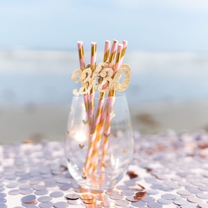 30th Birthday Party Straws: Pink & Gold &#39;Dirty Thirty&#39; Decor (Set of 10)