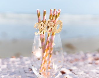 30th Birthday Party Straws, 30th Birthday Party Decorations, Dirty thirty party, 30th Birthday for her, Pink and gold 30th Birthday Decor