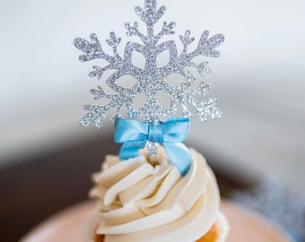 24 Stück Schneeflocken-Cupcake-Topper 'It's A Boy' – Silber Glitter Deko Für Winter-Babyshower, Geburtstag & Frozen-Party