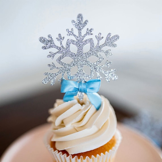 24 Cupcake-Topper Mit Fragezeichen & Schneeflocken – Rosa/blau, Für Baby-Geschlechts-Enthüllungspartys