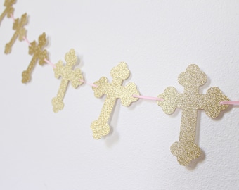 Baptism Banner - Baptism Decorations - First Communion Banner - Christening Banner - Baptism Cross Banner -Mi Bautizo Banner - Cross Banner