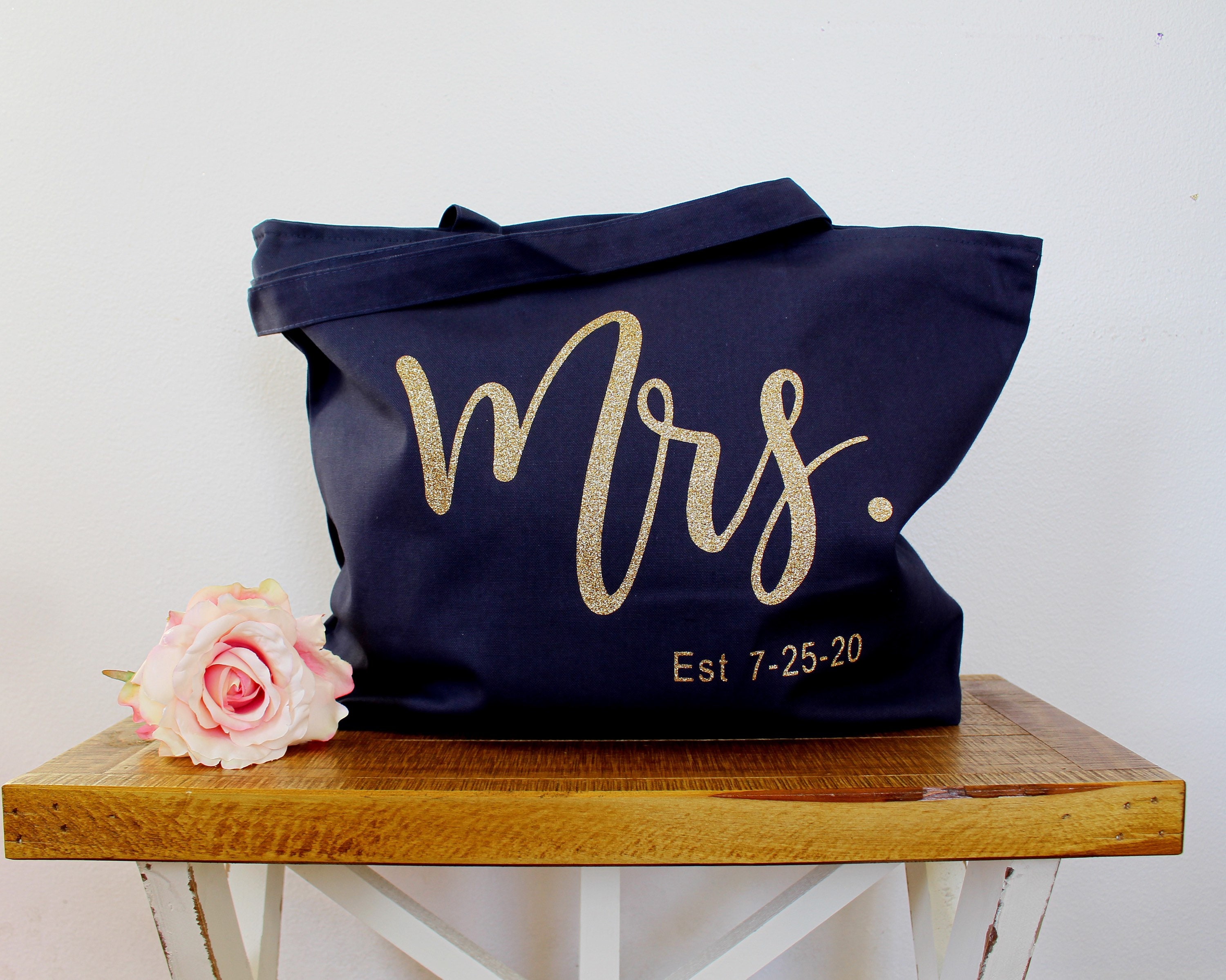 Bride Tote Bag Custom Bride Bag With Zipper Bride Gift Etsy