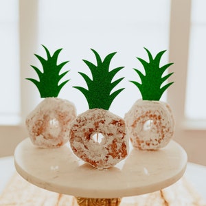 Pineapple Donut Topper, Luau Party Decorations, Pineapple Cupcake Toppers, Tropical Party Decorations, SET of 12 Toppers image 3