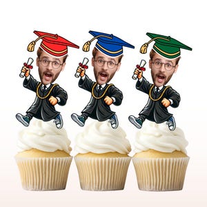 Personalized Graduation Face Cupcake Toppers: Class of 2025 Party Decor