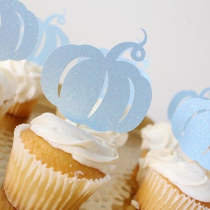 Pumpkin Cupcake Toppers, Pumpkins, 1st Birthday Decorations, Set of 12. image 1