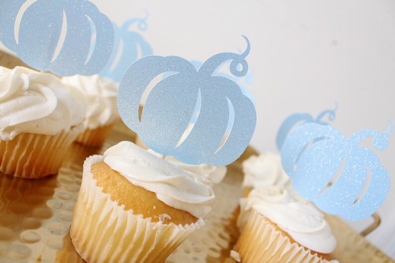 Pumpkin Cupcake Toppers, Pumpkins, 1st Birthday Decorations, Set of 12. image 1