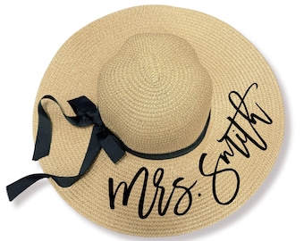 Personalized Floppy Beach Hat: Bride Bachelorette Sun Hat