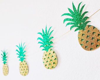 Pineapple Garland - Pineapple Banner - Pineapples - Glitter Pineapple - Luau Party - Luau Bridal Shower - Aloha Bride - Aloha Bridal Shower