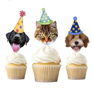 Custom Pet Face Cupcake Toppers: Personalized Party Decorations