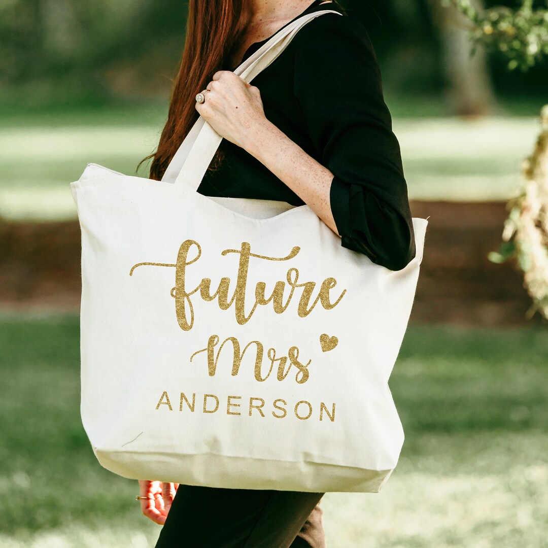 Bridal Tote Bag Bridesmaid Tote Bag With Zipper Personalized - Etsy