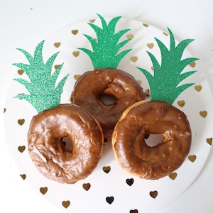 Pineapple Donut Topper-Pineapple Cupcake Toppers -Pineapple Party - Pineapple Decorations -Luau Bridal Shower -Aloha Bride Shower SET OF 12