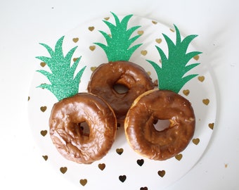 Pineapple Donut Topper-Pineapple Cupcake Toppers -Pineapple Party - Pineapple Decorations -Luau Bridal Shower -Aloha Bride Shower SET OF 12