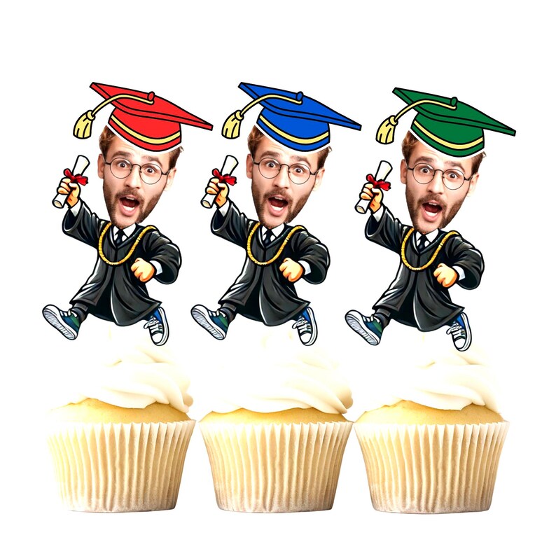 Personalized Class of 2026 Graduation Funny Face Toppers, Graduation Gift for Him or Her image 3