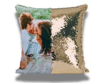 Personalized Sequin Pillow, Unique Christmas Gift For Granddaughter, Customized Kids Bedroom Accessory, Photo Keepsake