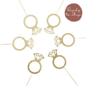 Ring Cupcake Toppers - Diamond Ring Toppers for Bridal Showers, Bride ...