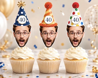 Custom Face Funny Cupcake Toppers: Personalized Birthday Party Decoration