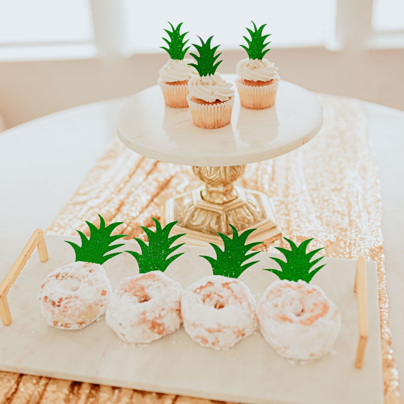 Pineapple Donut Topper, Luau Party Decorations, Pineapple Cupcake Toppers, Tropical Party Decorations, SET of 12 Toppers image 9