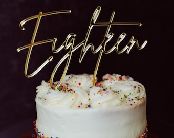 Personalized 18th Birthday Cake Topper: Gold Acrylic Party Decoration