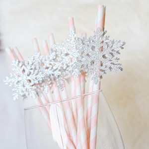 Blue Winter Onederland Decorations. Winter Onederland Straws. Winter  Wonderland Straws. Blue Winter Wonderland Decorations. Snowflake Straws 