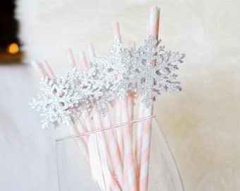 Snowflake Straws: Winter Wonderland Party Decorations